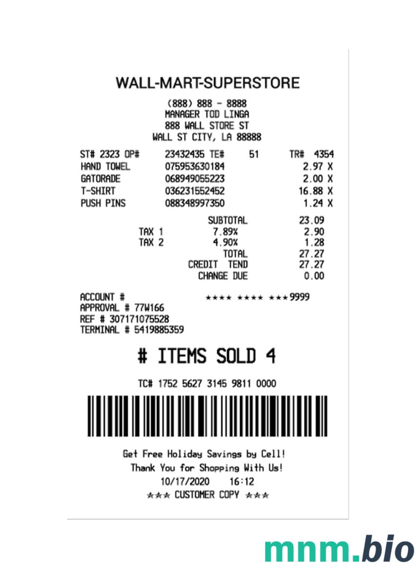 Wall-Mart-Superstore szablon pokwitowania płatności PSD
